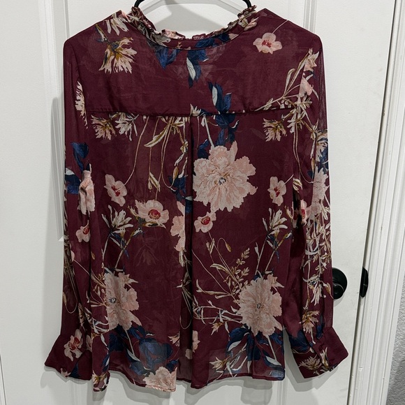 Lucky Brand Burgundy Floral Blouse - Picture 4 of 5